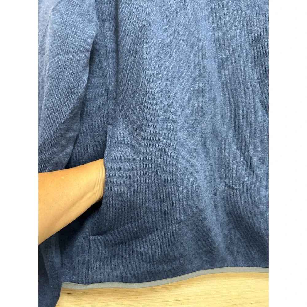 LL Bean Mens‎ XL Blue Sweater Fleece Pullover Snap Mock Neck